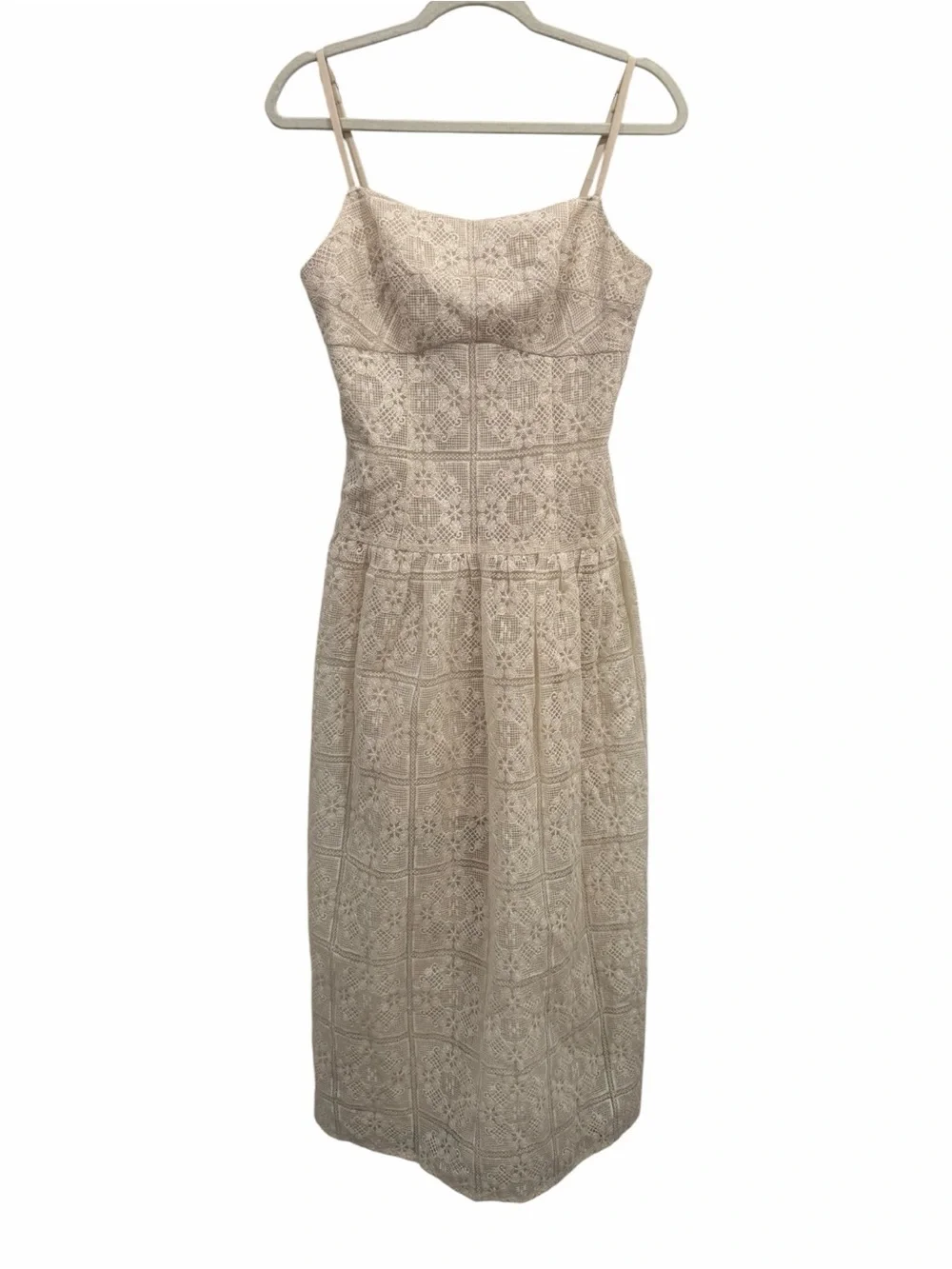 Avec Les Filles Embroidered Lace Midi Dress Natural Ivory Size 6 NWT Cottagecore - Picture 6 of 10
